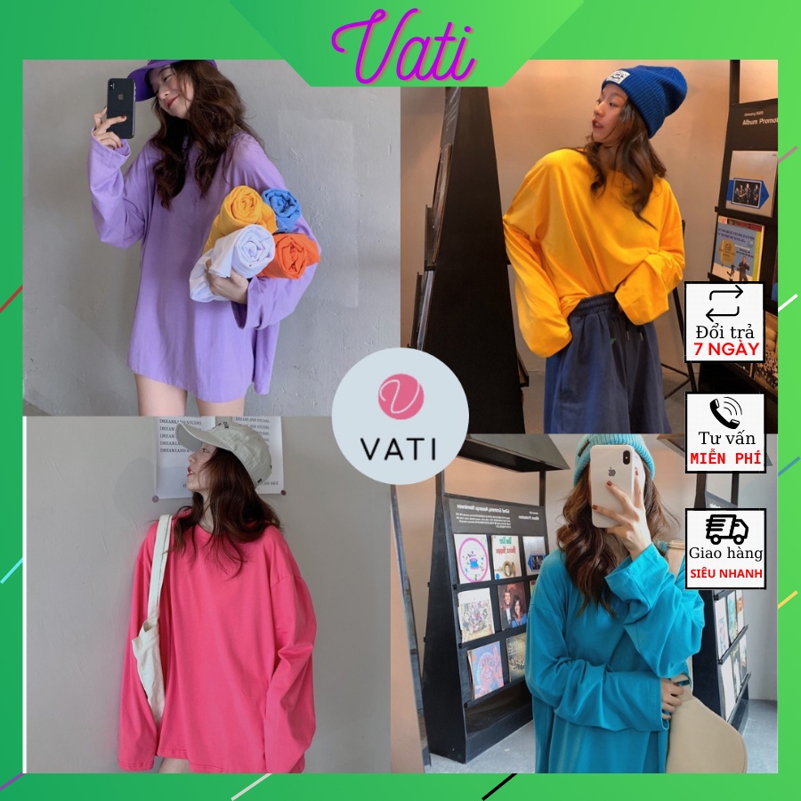 Áo Sweater Unisex Nam Nữ VATI , Áo Thun Dài Tay Freesize 45kg-70kg Form Rộng Sweater Ulzang Hàn QUốc Nhiều Màu