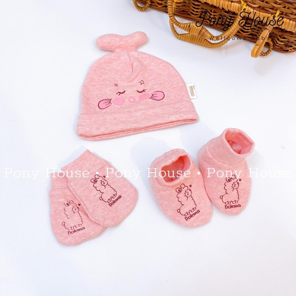 Mũ Bao Tay Bao Chân Sơ Sinh Dokma Chất Nỉ Dày Dặn Cho Bé Trai Bé Gái Sơ Sinh
