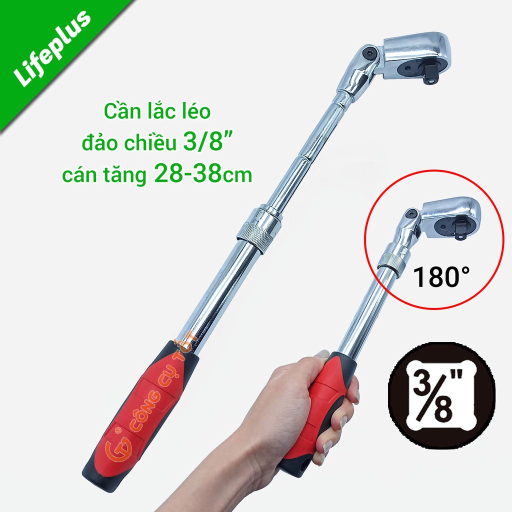 Cần siết lực lắc léo tự động đảo chiều 3/8 inch cán tăng 28-38cm