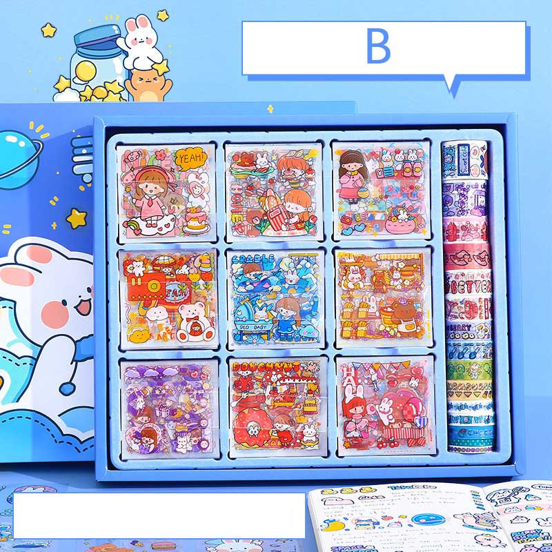 Mr.Paper 2 loại nhãn dán hộp quà tặng cô gái hoạt hình dễ thương nhãn dán thức ăn động vật tài khoản sáng tạo trang trí tài khoản tự làm văn phòng phẩm nhãn dán hộp quà