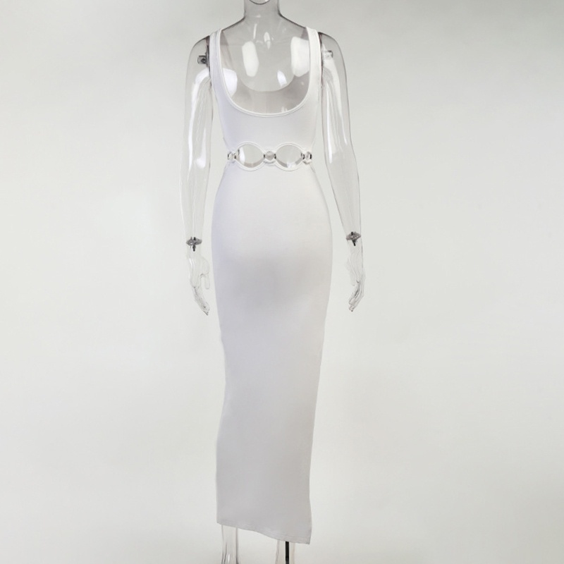 Đầm Maxi Dài Không Tay Hở Lưng Xẻ Tà Quyến Rũ Cho Nữ