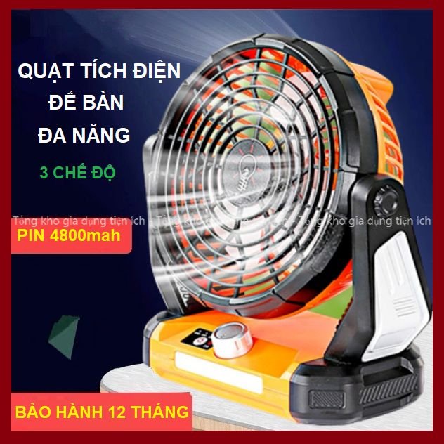 Quạt tích điện để bàn 4800mAh quạt sạc tích điện mini đa năng, treo tường, an toàn cho trẻ nhỏ