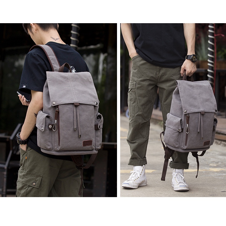 Ba Lô Vải Canvas Sức Chứa Lớn Phong Cách Mới Đơn Giản Hợp Thời Trang Cho Nam Ba Lô Thời Trang Phong Cách Năng Động