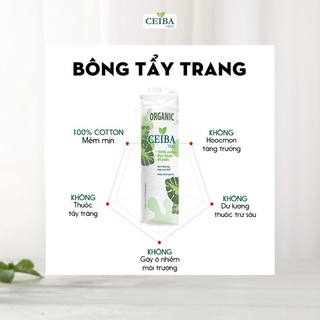 Bông tẩy trang làm sạch da hưu cơ organic ceiba 80 miếng