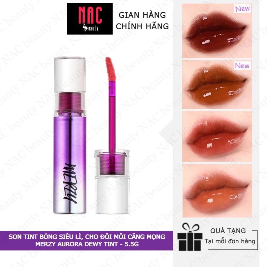 Son Tint Bóng Siêu Lì, Cho Đôi Môi Căng Mọng Merzy Aurora Dewy Tint 5.5g