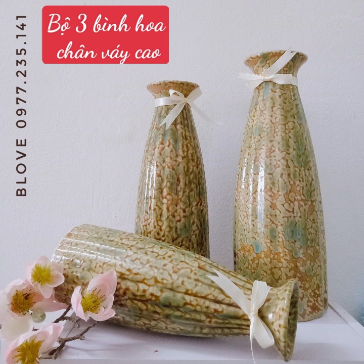 Gốm sứ bát tràng cao cấp,Bình hoa chân váy cao,Trang trí nhà cửa,Làm quà tặng bạn, Đồng nghiệp,tân gia ý nghĩa