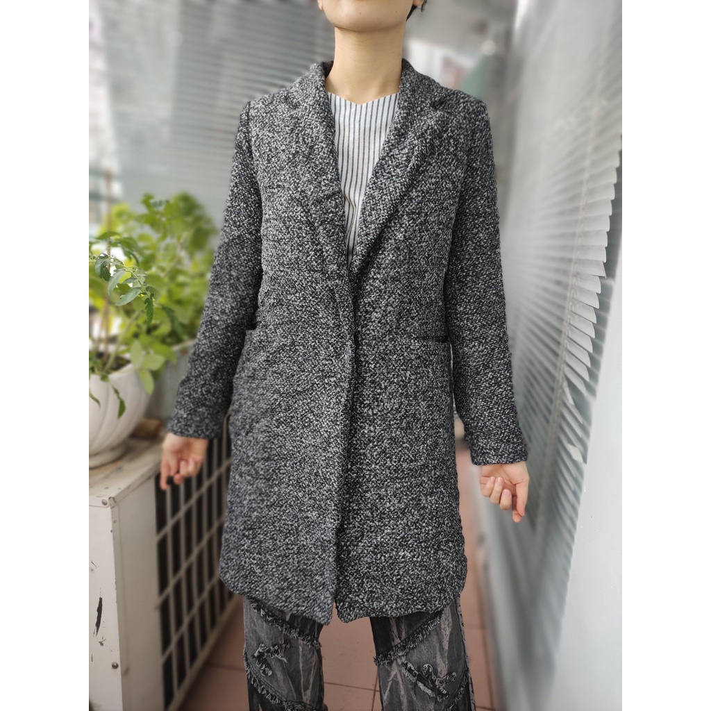 Áo khoác Măng tô Dạ Tweed Hàn second-hand, áo mangto, Trench coat- Đồ Si Bon MT7
