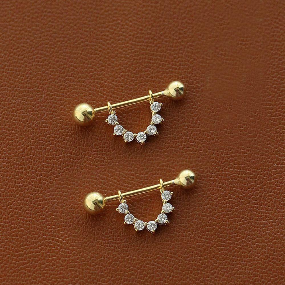Khuyên Tai Hình Tam Giác / Chữ U Đơn Giản Phong Cách Hàn Quốc|Bông Tai Chữ V Đính Đá Thời Trang