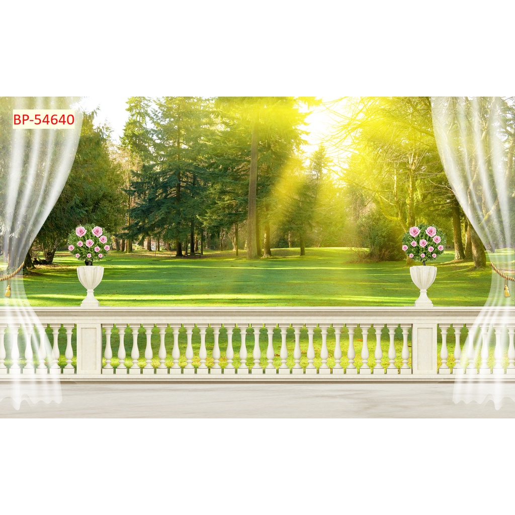 Tranh dán tường cửa sổ phong cảnh mát mẻ