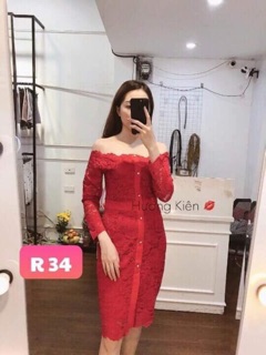 Váy ren trễ vai