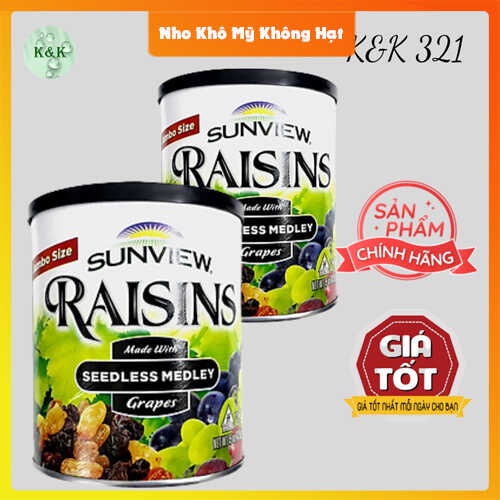 [DateT5/ 2023] Nho Khô Mỹ Không Hạt (Nho Thập Cẩm)  Sunview Raisins 425g