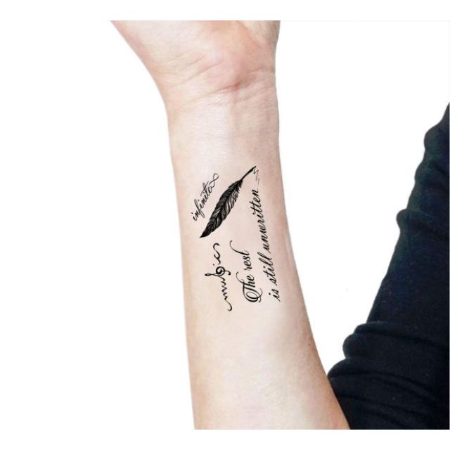 Hình xăm tatoo lông vũ t112.Xăm dán tatoo mini tạm thời, size &lt;10x6cm