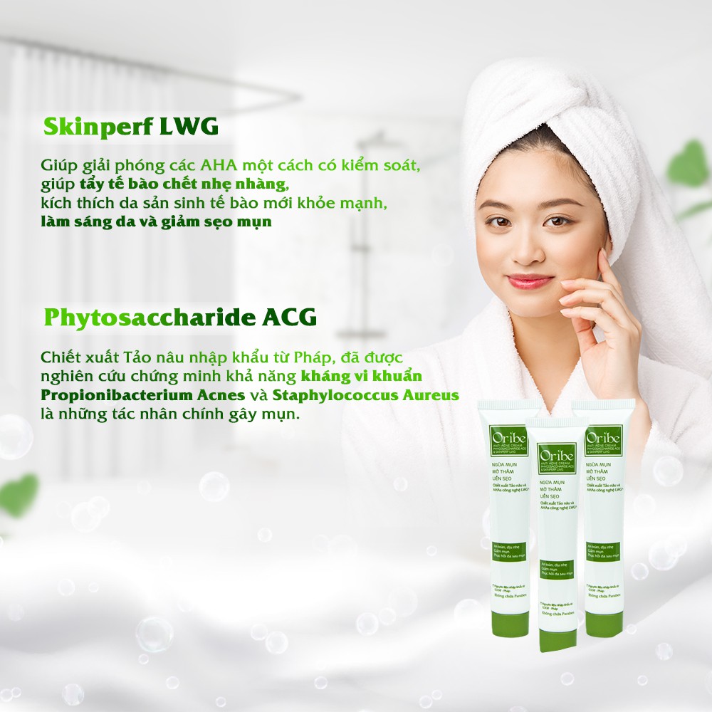 Kem Ngừa Mụn, Mờ Thâm, Liền Sẹo Chiết xuất tảo nâu từ Pháp - Ori'be Anti Acne Cream - Tuýp 20g | BigBuy360 - bigbuy360.vn