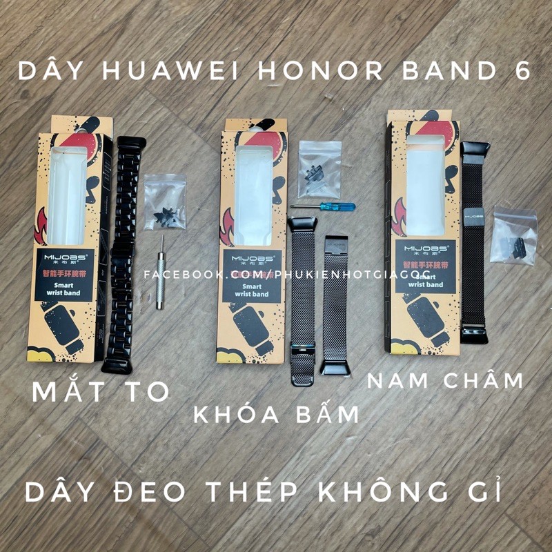 (SẵnVN) Dây đeo kim loại Milanese / Mắt to Huawei band 6 / Honor band 6 / Honor band 5 / 4 ( honorband 4 / 5 )