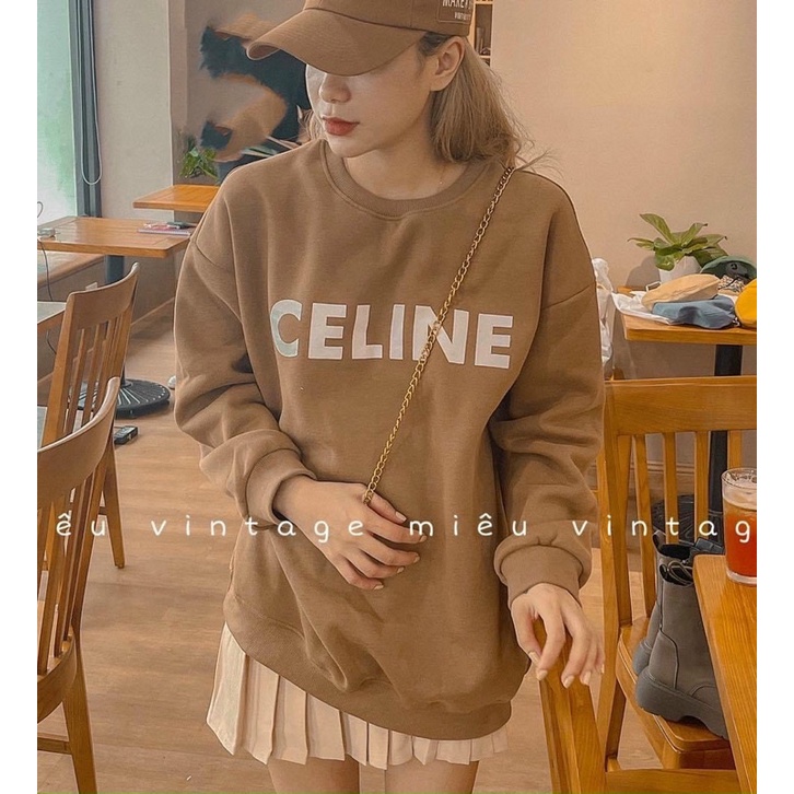 Set áo sweater nâu chữ kèm chân váy xếp ly kem | BigBuy360 - bigbuy360.vn
