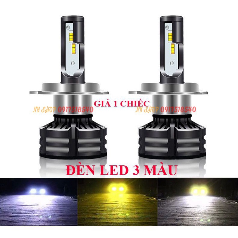 ĐÈN LED T6 ĐỔI 3 CHẾ ĐỘ SÁNG (VÀNG , ÁM VÀNG, TRẮNG ) CHÂN H4 GẮN OTO - XE MÁY (GIÁ 1 CHIẾC)  Ảnh thật Sp