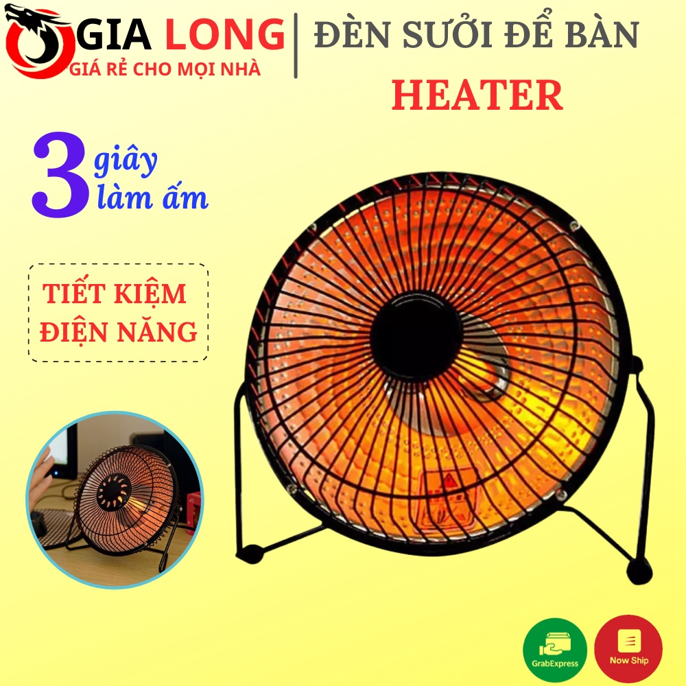 Đèn Sưởi, Quạt Sưởi Mini Heater 4 inch Để Bàn, Đèn Hồng Ngoại Sưởi Ấm Dành Cho Dân Văn Phòng Tiết Kiệm Điện Năng