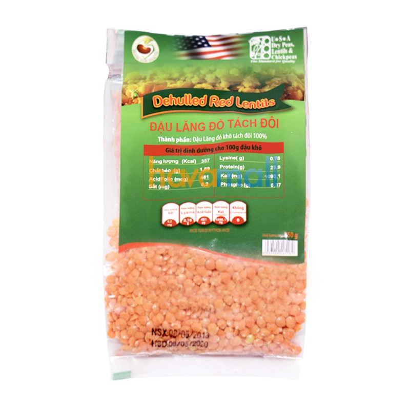 [HÀNG CHÍNH HÃNG] Đậu Lăng Đỏ Tách Đôi Hữu Cơ - Dehulled Red Lentils Organic