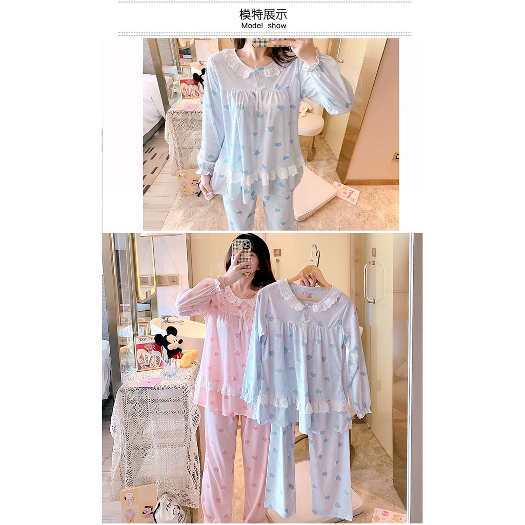 Bộ đồ ngủ dài tay kẻ sọc màu đen Casual plus fat plus size cotton nữ | BigBuy360 - bigbuy360.vn