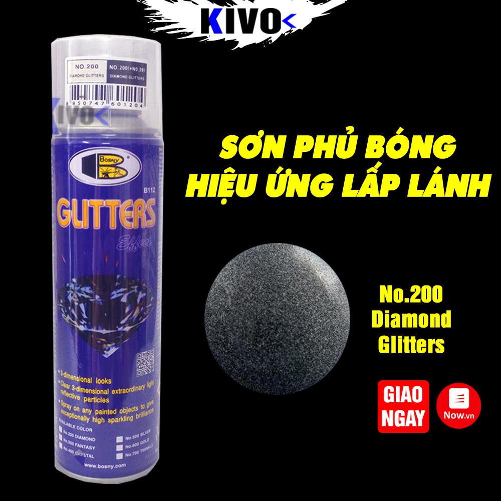 Sơn Xịt Phủ Bóng Hiệu Ứng Lấp Lánh Bosny Glitters No.200Xe Máy