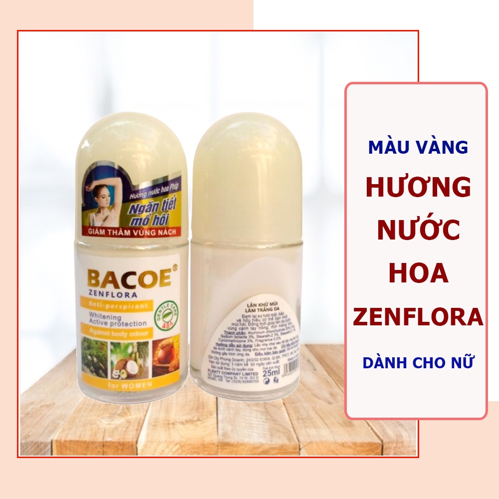 Lăn khử mùi nam nữ 48h trắng da ngừa thâm nách hương nước hoa Pháp BACOE