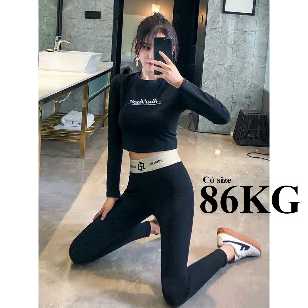 Quần Legging Chất Tăm Dày, Tạo Đường Cong Đẹp, Có Bigsize 90KG Lưng có Chữ