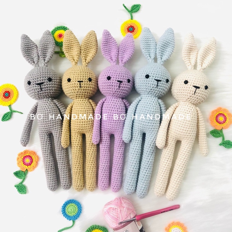 THỎ ❤️ (NGỦ) ❤nhồi bông móc thủ công bằng len handmade sợi cotton 100% cực xinh cho bé YÊU - bóng - bền - đẹp - an toàn