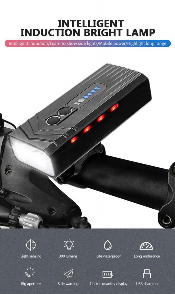 【In stock】 Bicycle Front Light Usb Rechargeable Dual Lamp Bead High-Brightness Lighting Intelligent Induction Mobile Power Outdoor 【In stock】