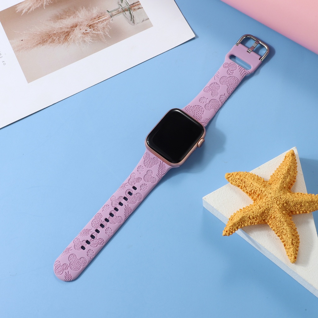 Dây Đeo Đồng Hồ Bằng Silicone Hình Chuột Mickey Hoạt Hình Cho Apple Watch 38mm 40mm 41mm 42mm 44mm 45mm 8 7 6 SE 5 4 3 2 1