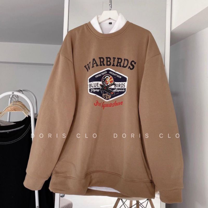 Áo Sweater WARBIRDS Cổ Tròn Siêu Hot, Màu Nâu Độc Lạ From Unisex Tay Bồng ( Ảnh Thật 100%) | BigBuy360 - bigbuy360.vn