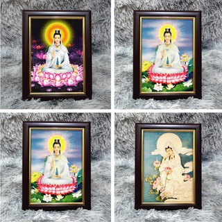 [NHIỀU MẪU] Tranh Quan Âm Bồ Tát để bàn 19,5x25,5cm chất liệu vải phủ bóng + khung composite xịn xò