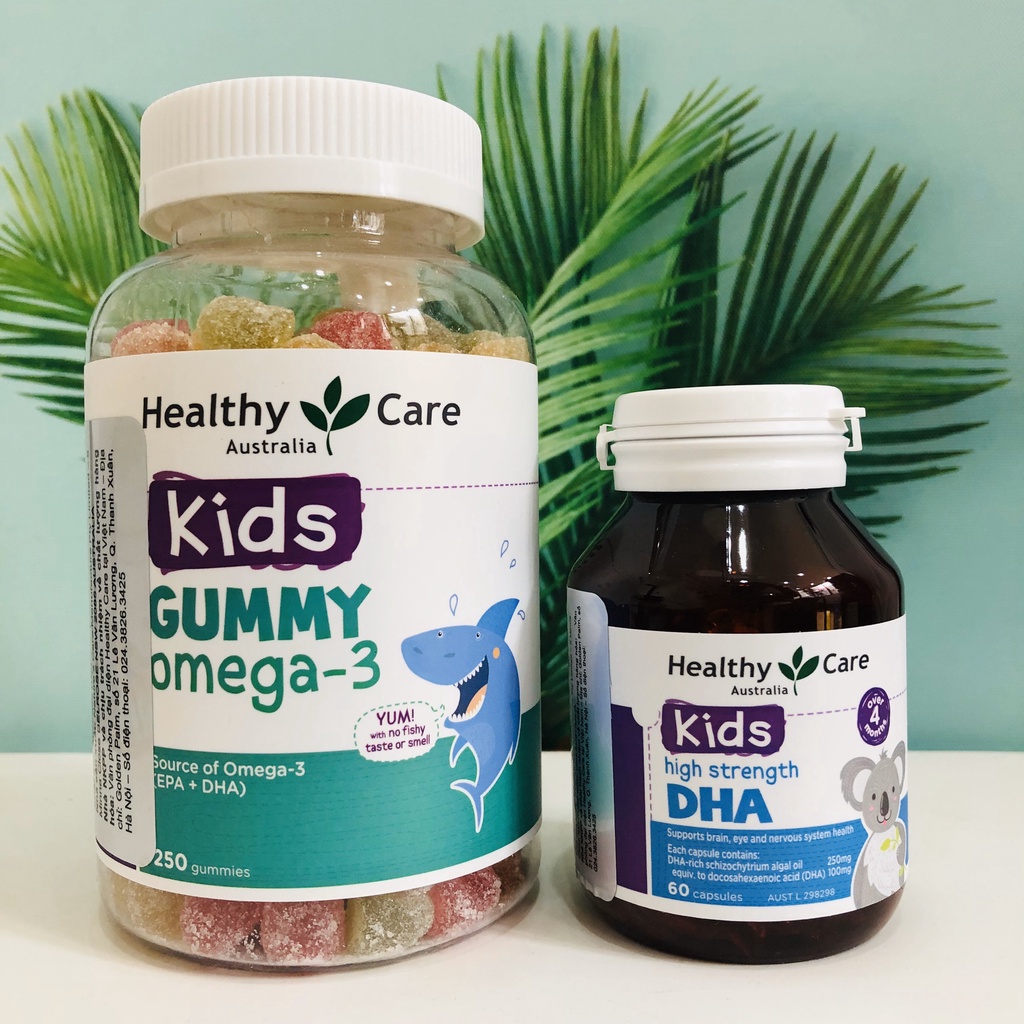 Combo Viên Uống Healthy Care High Strength DHA 60 Viên Và Kẹo Dẻo Healthy Care Kids Gummy Omega-3 250 Viên