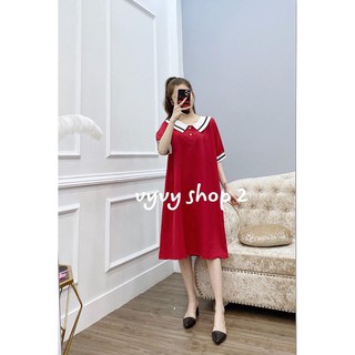 Váy bầu chất thun cotton mềm mịn cổ viền V203