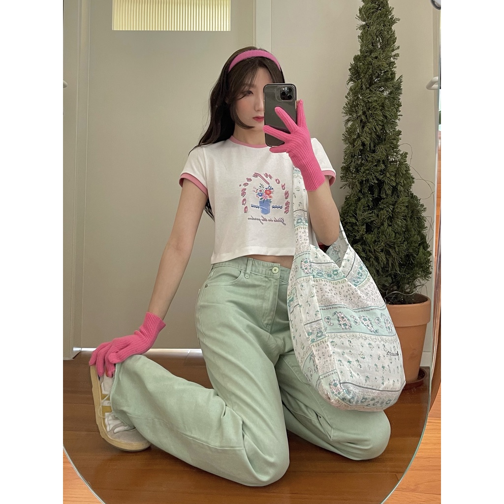 Quần Jean Lưng Cao Ống Rộng Thời Trang Cá Tính Dành Cho Nữ