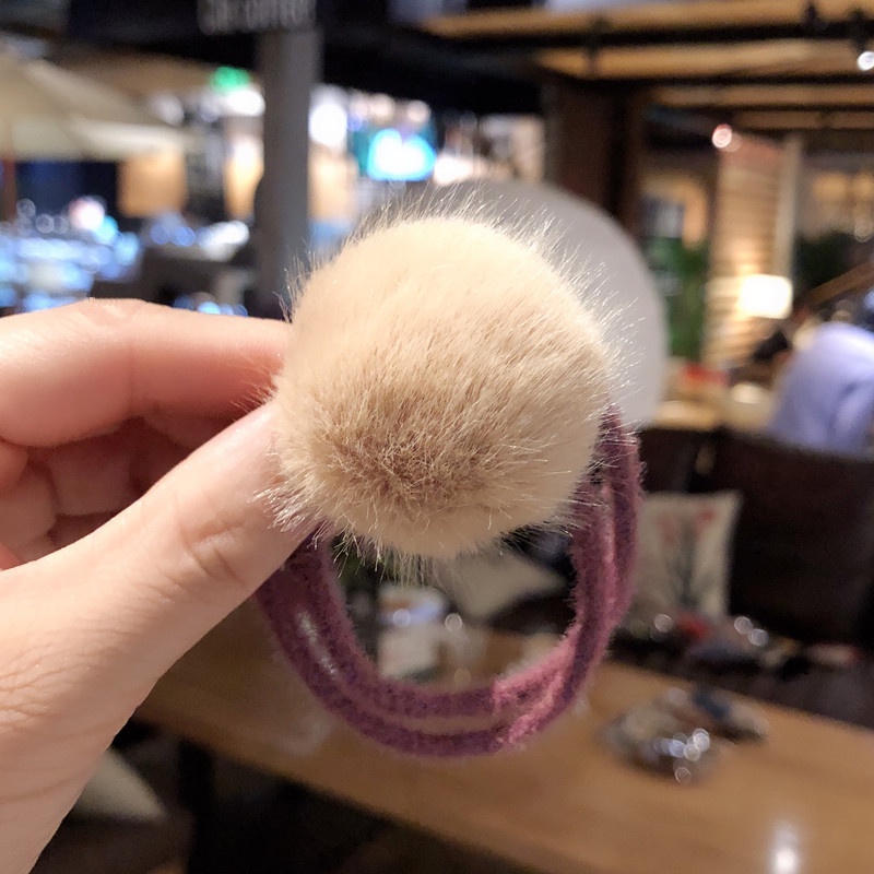 Dây Cột Tóc Cao Su Bọc Vải Lông Thỏ Nhân Tạo Dễ Phối Đồ Phong Cách Hàn Quốc Thời Trang Thu Đông