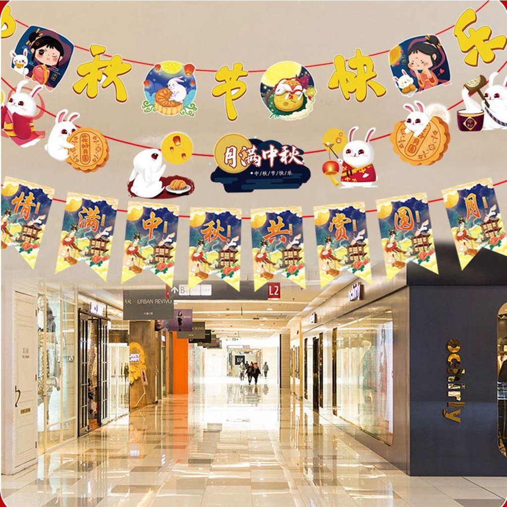 Nickolas Dây Cờ Treo Bằng Giấy Họa Tiết Thỏ Dễ Thương Nhiều Kiểu Sáng Tạo Trang Trí Giữa Mùa Thu