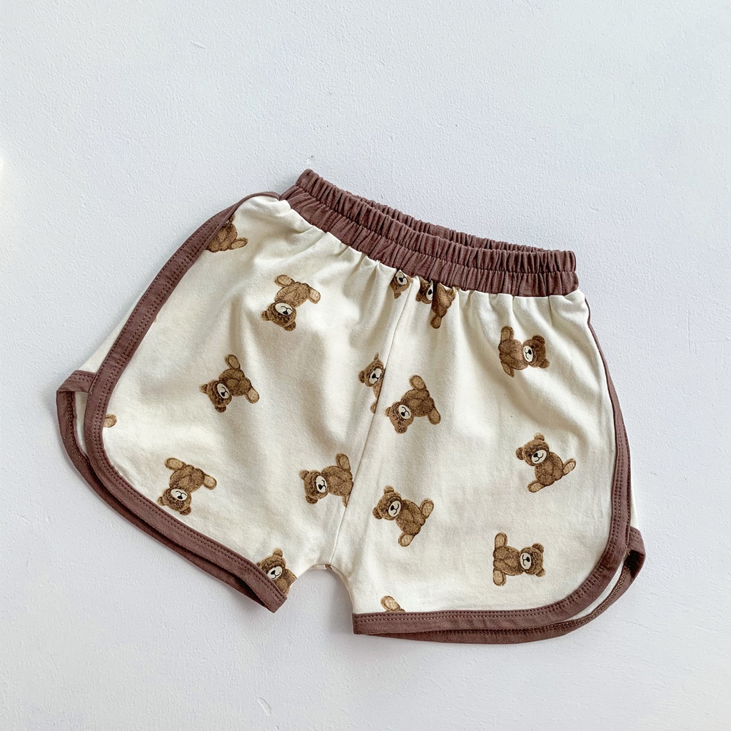 Bộ Áo Thun Tay Ngắn In Hình Gấu Hoạt Hình + Quần Short Thời Trang Mùa Hè Dành Cho Bé Sơ Sinh