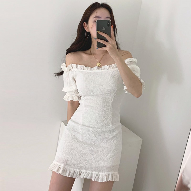 Váy maxi nữ Váy dáng dài Váy suông Hàn Quốc sang trọng khí chất nhỏ gợi cảm một dòng cổ áo quây tai gỗ mỏng đ