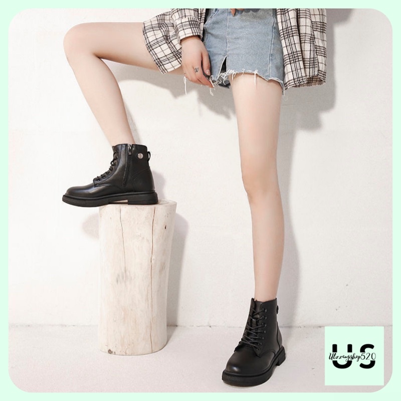 Giầy boot cổ ngắn khuy có cúc Ulzzangshop520