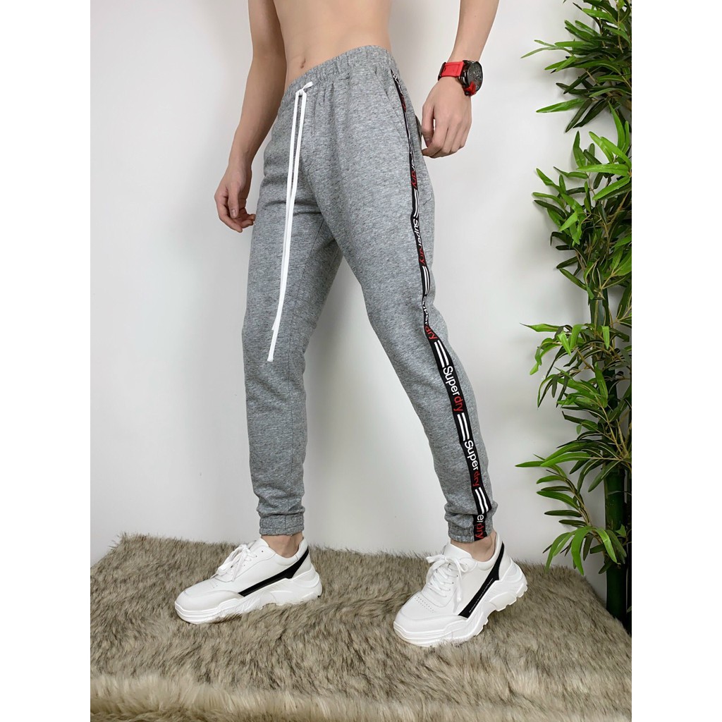 Quần thun Jogger phối sọc mới nam 3 màu Xám, Đen, Xanh lá, ống ôm chất vải cao cấp vải mềm mịn hợp dáng