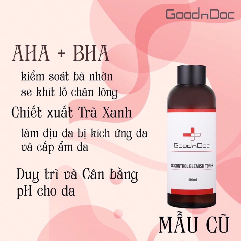 [Hàng Nhập Khẩu] Goodndoc AC Control Blemish Toner 150ml Toner hoạt tính có chứa AHA + BHA, cân bằng pH da, sạch sâu