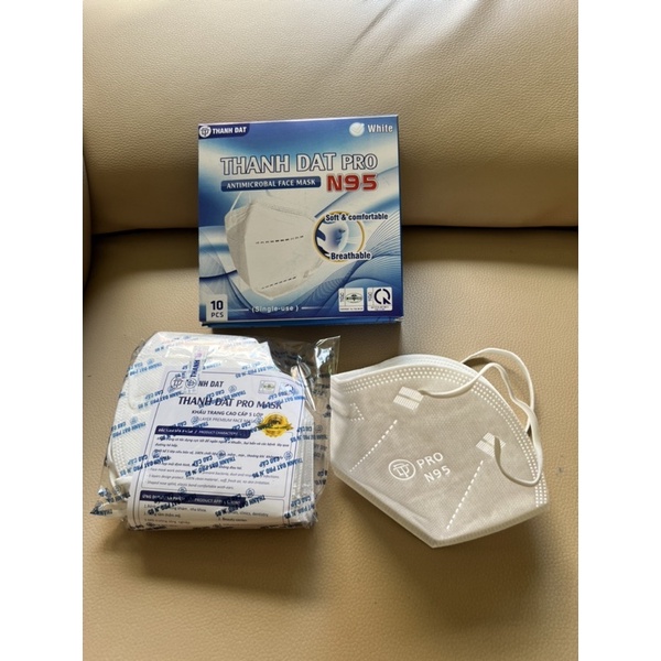 Hộp 10 cái Khẩu trang Cao Cấp N95 Thành Đạt Pro 5 lớp kháng khuẩn. Kiểm định đầy đủ.