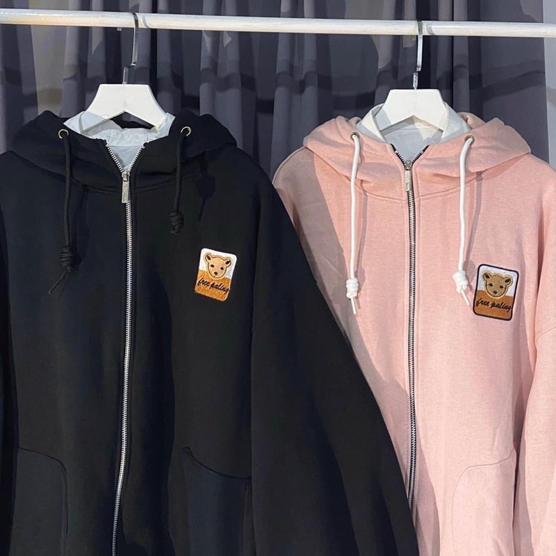 Áo khoác nỉ lót bông Gấu thêu unisex | BigBuy360 - bigbuy360.vn