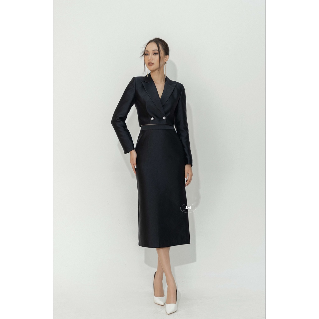 Áo Vest Lửng JM Đệm Vai Dày Dáng Croptop Dài Tay 5P04.2112KT
