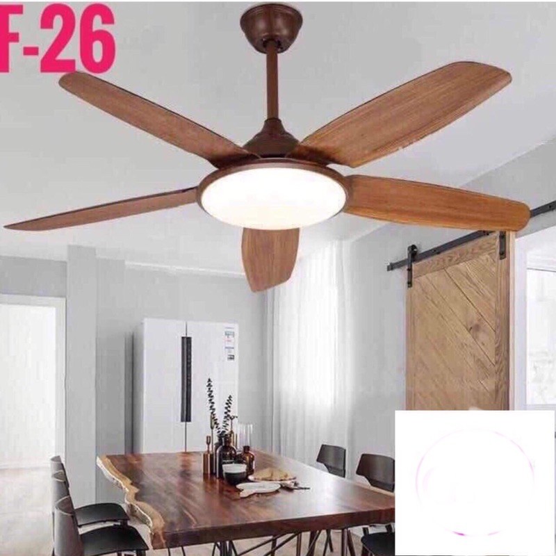 Quạt trần đèn 5 cánh gỗ hàng nhập khẩu-Động Cơ lõi đồng 90w