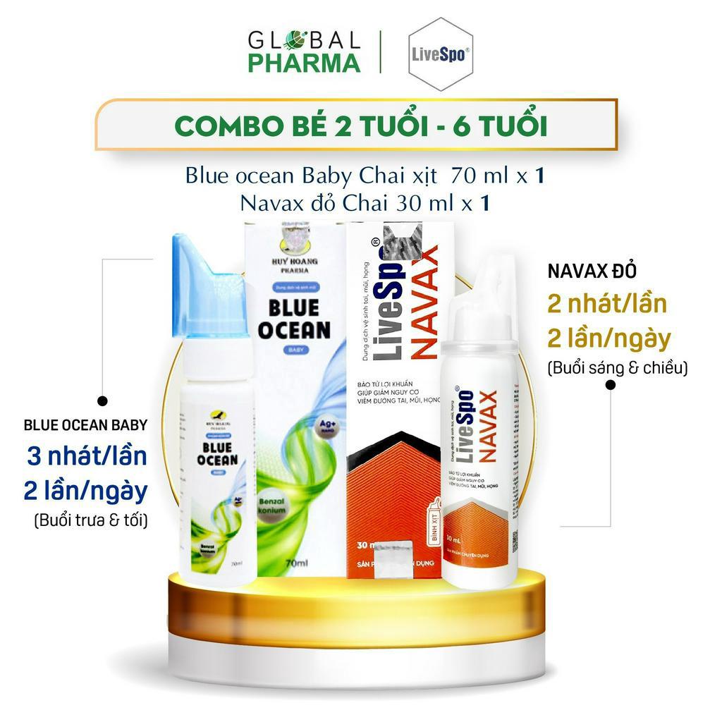 Combo phòng và ngừa bệnh hô hấp cho cả gia đình Livespo Navax - bé và người lớn (Chai 30ml/70ml)