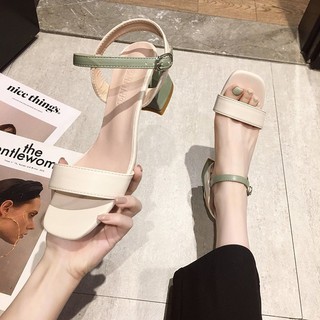 Giày big size nữ sandal 40 41 42 43 đế vuông hở mũi
