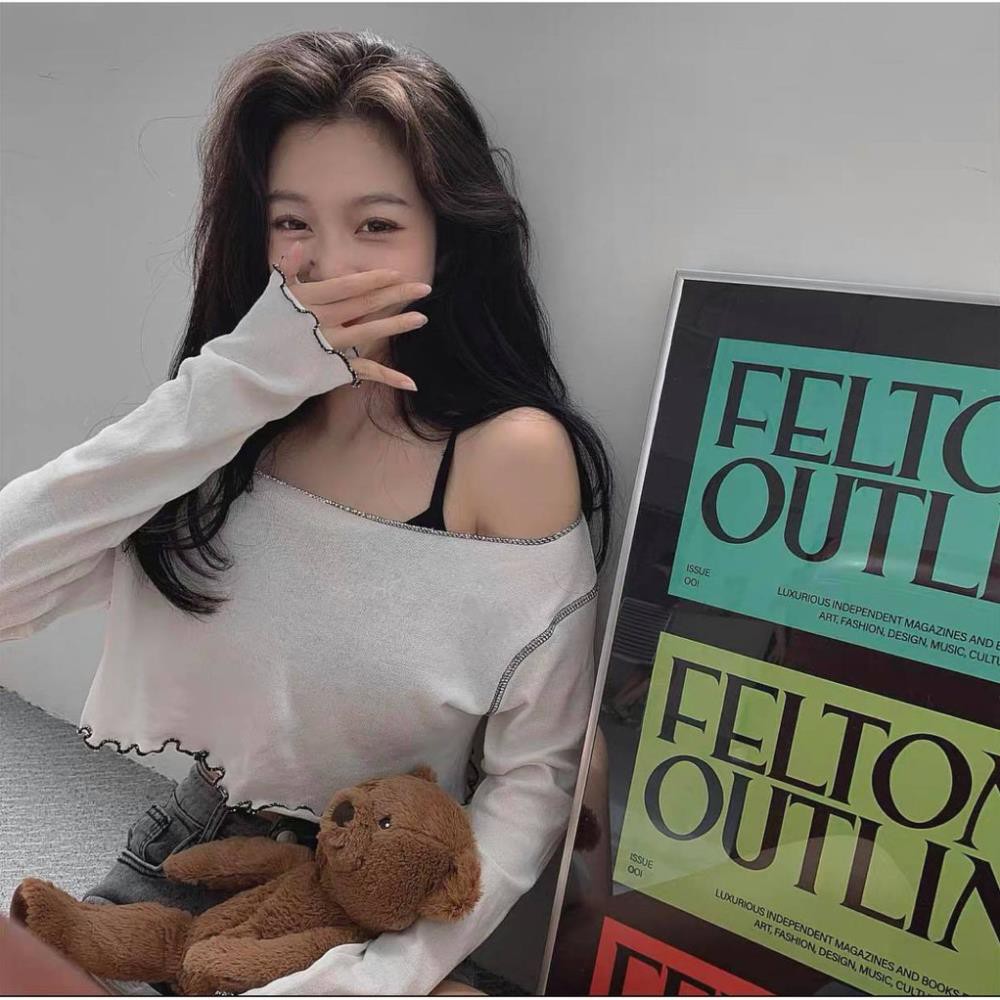 Set Áo Dài Tay Kèm Áo Croptop 2 Dây 🦋 Áo Thun Giấy Viền Bèo Kèm Áo Ngắn 🦋SALE MÙA HÈ RỰC RỠ | BigBuy360 - bigbuy360.vn