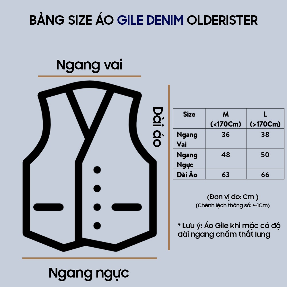 [Sale xả hàng đổi mẫu] Gile Denim Olderister