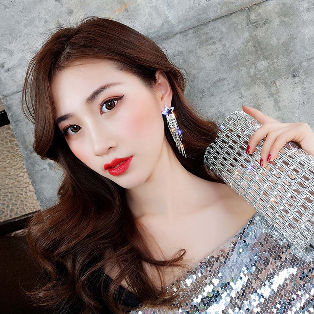 Khuyên Tai Hình Ngôi Sao Phối Tua Rua Xinh Xắn